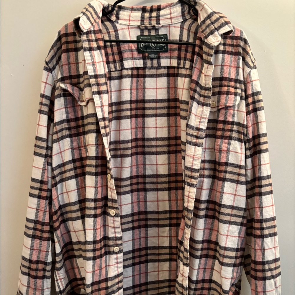 American Eagle Outfitters Plaid Shirt in Pink and Cream